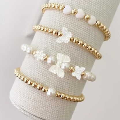 1206 Pcs Bracelet Making Kit Gold Pearl Beads for Bracelets for Adult - color: 11-Gold & Off-White