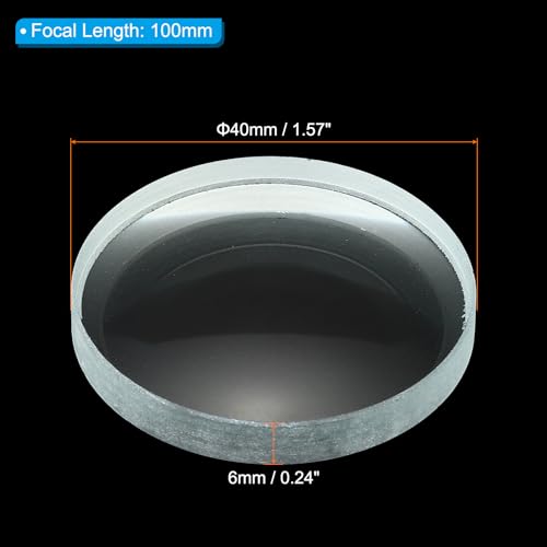 PATIKIL 4" (100mm) Focal Length Double Concave Lens, 3 Pack 40mm Diameter 6mm Height Glass Optically Polished Round Edges Lens for Physics Experiment, Clear