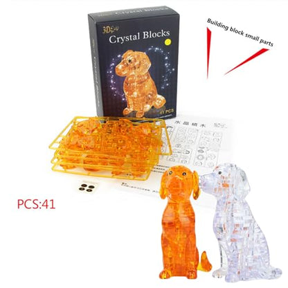3D Crystal Dog Puzzle, Crystal Puzzle Brainteasers for Puzzlers Ages 16 and Up, 41PCS(Orange) - color: Orange-dog