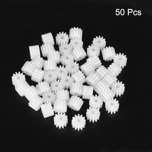 MECCANIXITY 50 Pcs Plastic Gears 12 Teeth Plastic Motor Gear Model 122A Reduction Gear for RC Car Model DIY Robot (White, Module 0.5) - style: 12 Teeth