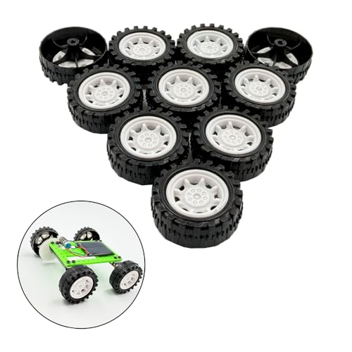 10PCS Toy Car Wheels 2mm Dia Shaft Plastic Car Wheels with 5PCS Shaft Round Rod Axles for RC Car Truck Robot DIY Model Toy Building Accessories (2x12x33mm White) - style: 2x12x33mm White