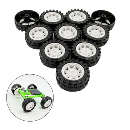 10PCS Toy Car Wheels 2mm Dia Shaft Plastic Car Wheels with 5PCS Shaft Round Rod Axles for RC Car Truck Robot DIY Model Toy Building Accessories (2x12x33mm White) - style: 2x12x33mm White