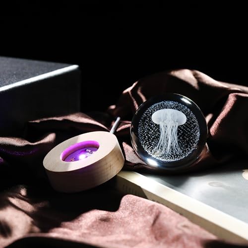 3D Jellyfish Gifts for Women - Crystals Ball 60mm Jellyfish Figurines Decor Glass Animals Figurine Keepsake Paperweight - style: Jellyfish