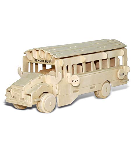 Puzzled 3D Puzzle School Bus Wood Craft Construction Kit - 112 Pieces Pack