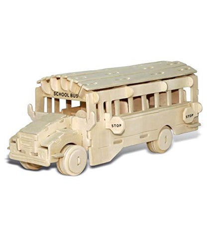 Puzzled 3D Puzzle School Bus Wood Craft Construction Kit - 112 Pieces Pack