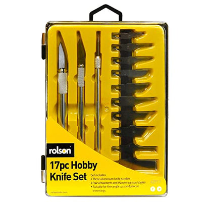 Rolson 62917 Hobby Knife Tools Set in Plastic Case - 17 Pieces