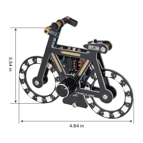 LED Bike Soldering Practice Kit, ICSTATION Knob Control Bicycle Soldering Project With 5 Lighting Modes DIY Bike Kit With LED Filament Brightness Adjustable for Adults College Solder Education