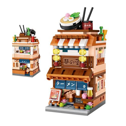 ELAICREE Japanese Street View Shop Building Blocks House Toy, 4 Models Mini DIY Building Blocks Model MOC Construction Toy, Gift for 6-12 Years Old Kid Girls and Boys - color: 4 Models