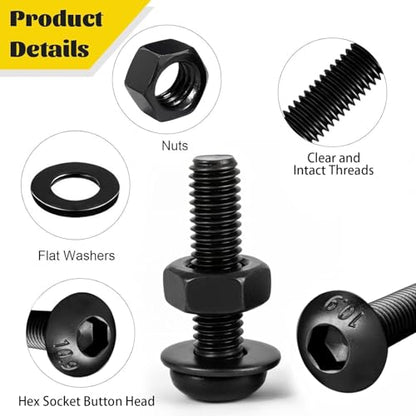 1520PCS M2.5 Hex Button Screws Assortment Kit, M2.5x4/6/8/12/16/20 mm - size: M2.5 1520pcs