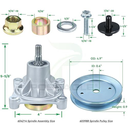 3 Pack 604214 Spindle Assembly for Hustler Raptor 52 inch Spindles - size: A15 3x604214 Spindle Kit