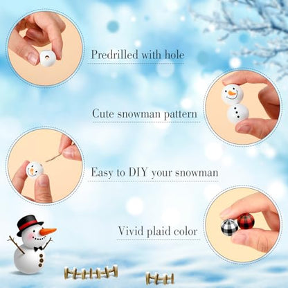 Landical 180 Piece Christmas Crafts Snowman Wooden Bead DIY, Classic Color - color: Classic Color