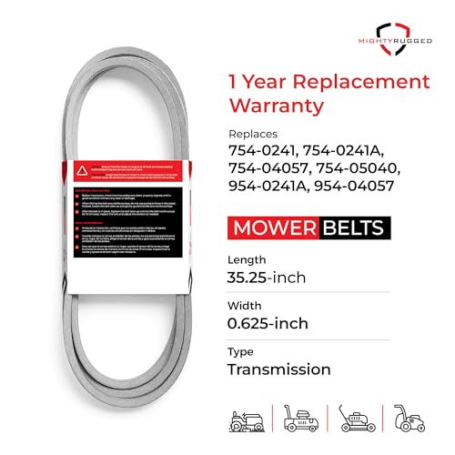 954-05040, 954-0241A Deck/Upper Drive Belt Replacement for Cub Cadet, Length 35.5", Heavy-Duty, Durable, Aramid Cord Belt Replaces 754-05040 for Troy Bilt Craftsman R110, T1000, TB30, LT4200, TB30R - size: 35.5" x 5/8"