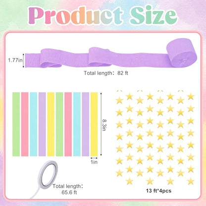 700 Sheet Macaron Paper Chain Strips and 52 ft Gold Star Garland Set - color: Macaron-700pc