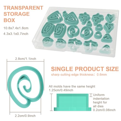 20Pcs Abstract Lines Polymer Clay Cutters Heart Spiral Triangle Clay Earrings Cutters Polymer Jewelry Cutter for Earrings Making Birthday Party DIY Supplies - color: Abstract Lines