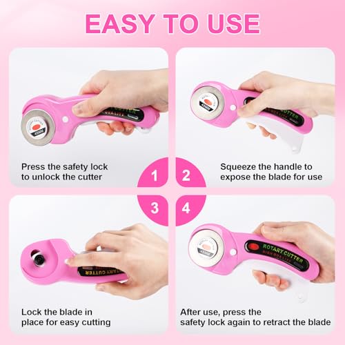 Rotary Cutter for Fabric, 45mm Rotary Cutters Kit with Extra 10 Blades