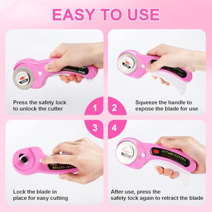 Rotary Cutter for Fabric, 45mm Rotary Cutters Kit with Extra 10 Blades