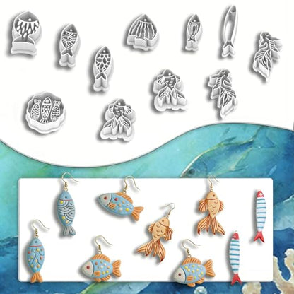 11 Pcs Ocean & Fish Polymer Clay Cutters Set - color: fish