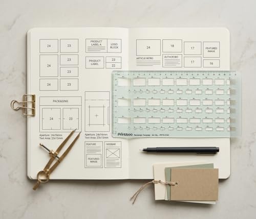 Printtoo 2 mm Acrylic Rectangle Stencil Ruler 24.2 x 12.2 cm, Multi Size Rectangular Cutout Template for Box Layouts, Technical Drafting, Architecture Plans, Geometry, Art and Engineering - color: Series-PRTD-2104