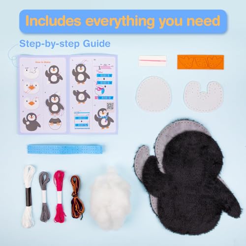 Avenir My First Sewing Kit for Kids 6-8, Penguin Stuffed Animal Craft Set - color: Penguin