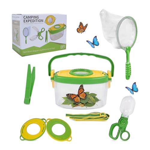Bug Catcher Kit 6 Pcs - Insect Catching Set with Net, Bug Box, Magnifier & Tweezers - Outdoor Explorer Toy for Kids Age 3-12(Green 6 Pcs) - color: Green 6 Pcs