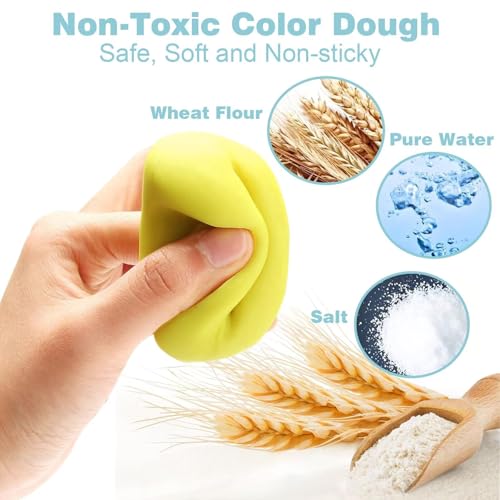 Unleash Creativity with 6 Unique Animal Molds Dough Toys Dough Accessories Set Whit 5 Bright Color .Ideal as a Gift for Kids Aged 3-4-8 Years