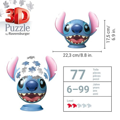 Ravensburger Puzzle-Ball Disney Stitch 72 Pieces Jigsaw Puzzle for Kids - Every Piece is Unique, Pieces Fit Together Perfectly