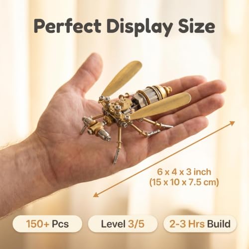 Steampunk 3D Metal Fruit Fly Puzzle Model : 150+ Pcs Mechanical DIY Assembly Kit Level 3/5 2-3 H Build Time Unique Home Office Decor Gift for Father Husband Teens (Fruit Fly) - style: Fruit Fly
