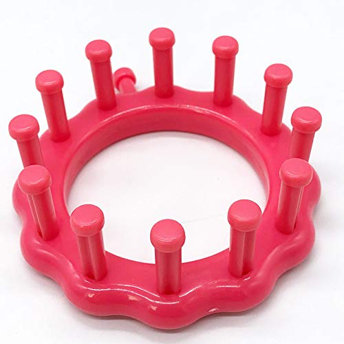 WAYION Round Knitting Loom Plastic Hat Weaving Looms Kit with Loom Hook/Needle, Creativity for Friends Small Knitting Loom Kit - Perfect for Sock, Hat, Leg & Arm Warmers, Scarf & More (Pink)