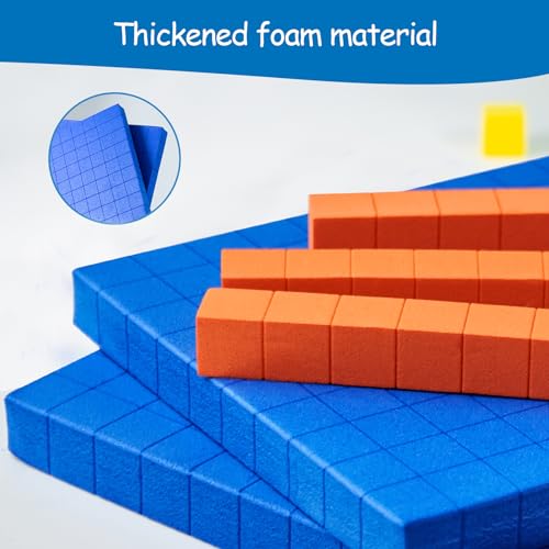 Base Ten Blocks Plastic and Foam Base Ten Set Place Value Blocks for Early Counting Math Toy for 1st Grade