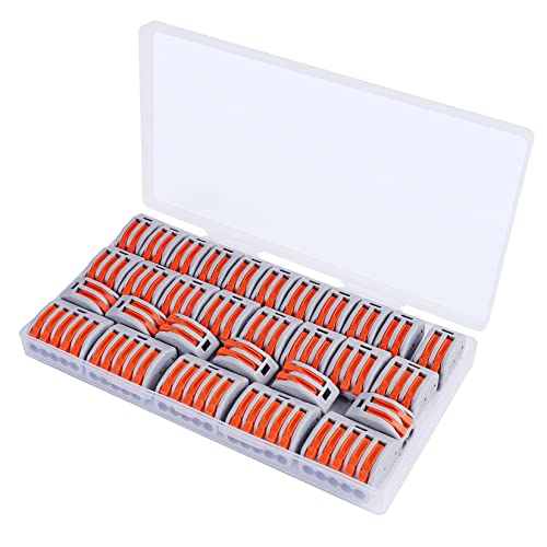 30 PCS Lever Wire Electrical Connectors Nuts Assortment Kit with 28-12 AWG, Multiple Stud2/3/5 Conductor Combination Compact, Electrical Insulated Terminals, Quick Disconnect Splicing - size: 30 PCS