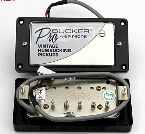 1 Set ProBucker Alnico Bridge&Neck Pickups with Pro Wiring Harness Pots&3 Way Switches Universal for Electric Guitar (Chrome (Black Ring)) - color: Chrome (Black ring)