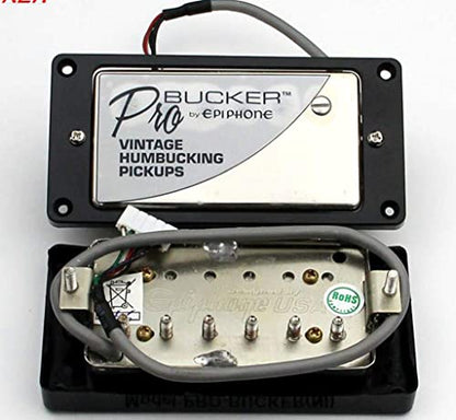 1 Set ProBucker Alnico Bridge&Neck Pickups with Pro Wiring Harness Pots&3 Way Switches Universal for Electric Guitar (Chrome (Black Ring)) - color: Chrome (Black ring)