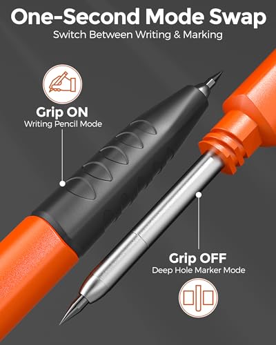 Nicpro 6 Pack Upgraded 3-IN-1 Carpenter Pencil Set with Finger Grip, Construction Pencils with 54 Refill & Mini Spirit Level, Deep Hole Carpenter Tool, Mechanical Carpenter Pencil for Woodworking - size: 6 PACK
