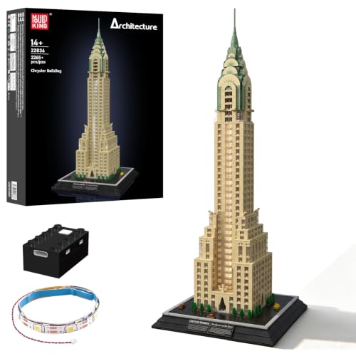 Mould King 22036 Building Set - 2265+ Piece LED Light Up Skyscraper Model Kit for Adults, 64.5cm Tall Art Deco Building, Ages 14+