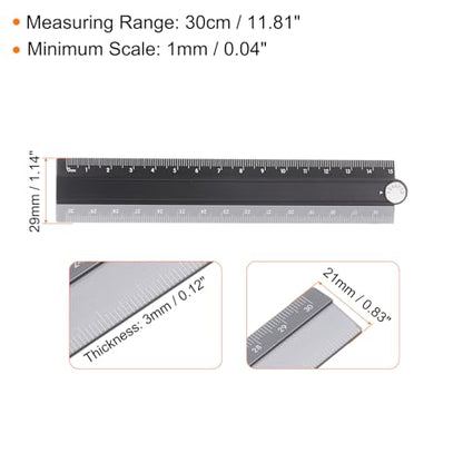 HARFINGTON 2pcs Folding Straight Ruler 30cm Metric Aluminum Alloy Protractor Foldable Angle Ruler Geometric Measuring Tool with Angle Line for Architect Artist Office, Black Silver/Blue Green - color: Black Silver/Blue Green