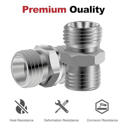 2pcs M14 to M14 Carbon Stee Fittings Adapters for Mini Excavator Adapting, Reducing Or Enlarging Connect Such Air Pipe, Fuel Pipe, Water Pipe, Etc Full Port Straight Pipe Fitting Connector - size: M14-M14