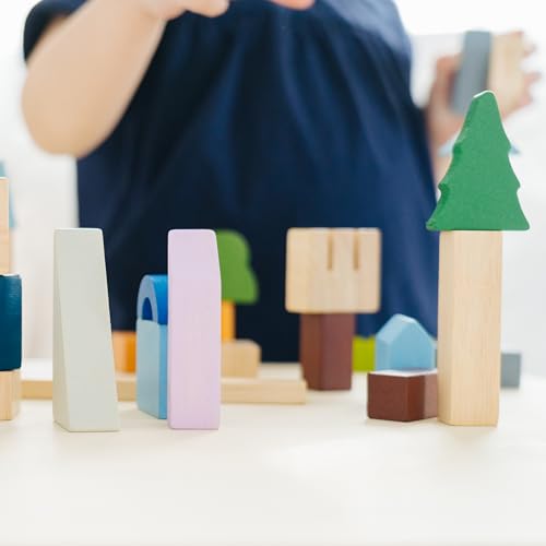 PlanToys® Urban City Blocks Wooden Montessori 45-Piece Construction Kids
