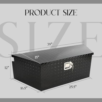 BLACKHORSE-RACING 39" Aluminum Diamond Plate Trailer Tongue Box, Black - color: Black, size: 39"(L) x 16.5"(W) x 12"(H)-Diamond Plate