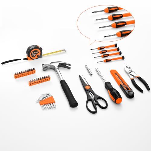 HANGYING 39-Piece Tool Set Household Hand Kit with Plastic Toolbox, Orange - color: Orange, size: 39-Piece