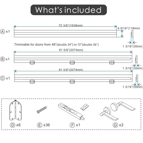 Pine Wood French Door Jamb Frame Kits, Primed, Pre-Installed Hinges, Door Seal Strips, Pre-Drilled Top Latch & Levers, Adjustable (Fits a Maximum Width of 72") - color: Silver Hardware Door Jamb