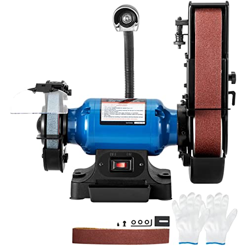 VEVOR 2IN1 2" Belt Grinder for Knife Making, 6" Belt Sander, 3450RPM Belt and Disc Bench Sander 90° Belt Holder with Sturdy Base and LED Working Lamp - size: 6" Grinder & 2" x 28" Belt Sander Combo