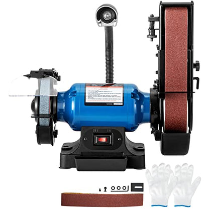 VEVOR 2IN1 2" Belt Grinder for Knife Making, 6" Belt Sander, 3450RPM Belt and Disc Bench Sander 90° Belt Holder with Sturdy Base and LED Working Lamp - size: 6" Grinder & 2" x 28" Belt Sander Combo