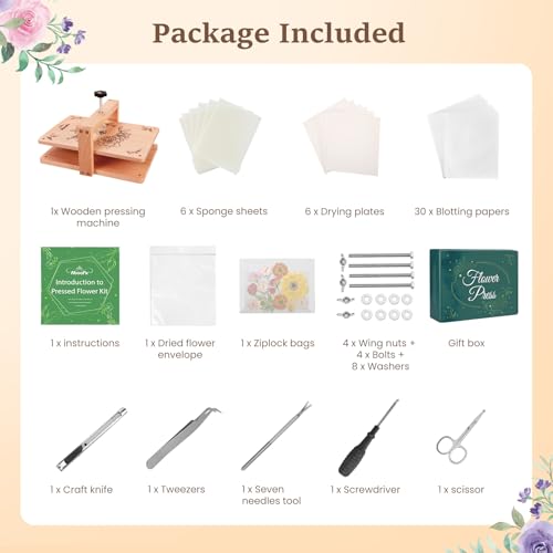 Aboofx Large Flower Press Kit, 11.8" x 8.3" 6 Layers - size: 11.8"x8.3"