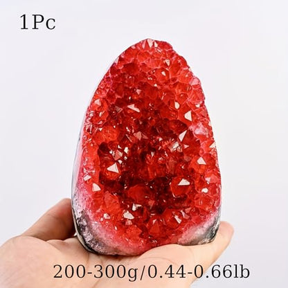 1Pc Claret Raw Geode, Crystal Cluster for Home Feng Shui Ornaments Energy Stone Healing Tools Meditation Feng Shui Decoration,Stone Display Piece, Mineral Specimen (200-300g) - size: 200-300g
