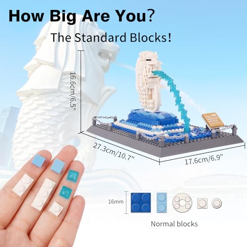 Oichy Merlion Building Blocks Set, 503 PCS Creative Toy Building Sets, World Famous Architecture Model Kits for Adults and Kids - color: Merlion