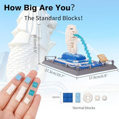 Oichy Merlion Building Blocks Set, 503 PCS Creative Toy Building Sets, World Famous Architecture Model Kits for Adults and Kids - color: Merlion