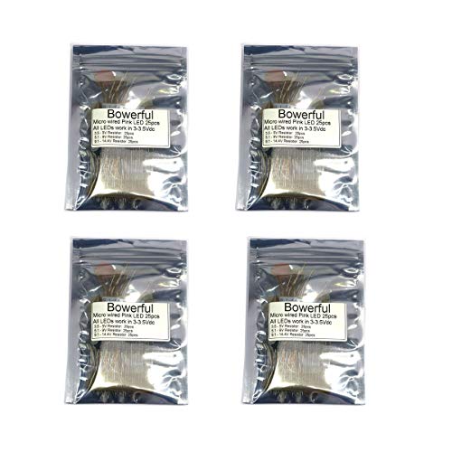 100pcs Pre-soldered Micro Litz Wired Leads Pink SMD Led 0603 + Muti-Resistor NEW - color: (7)Pink, size: 100pcs