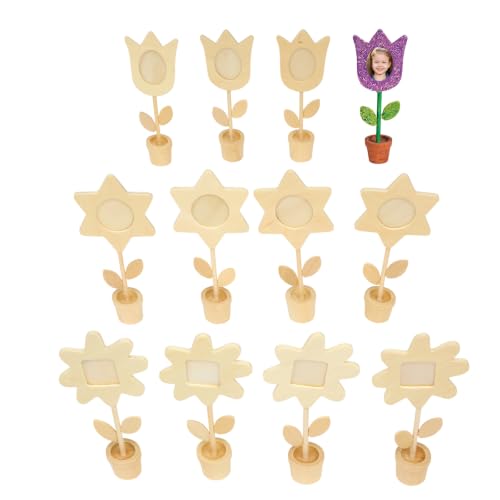 Colorations Wooden Flower Pot Picture Frames, Set of 12, Ages 4+, PreK+ - style: Flowerpot Frames
