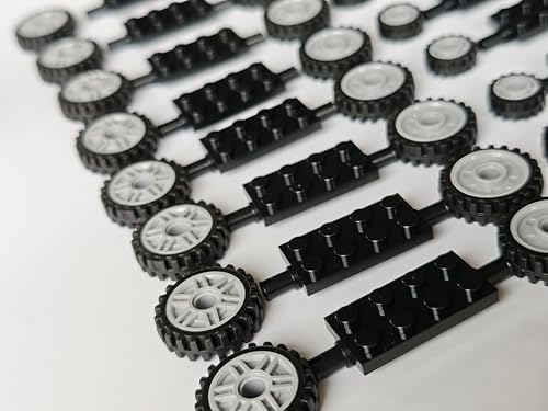 City Car Wheels Tires Axles Kits Set, 70pcs Vehicle Truck Parts Classic Pieces Accessories, Bulk Bricks Sets Construction Toys, Compatible with Lego Parts and Pieces