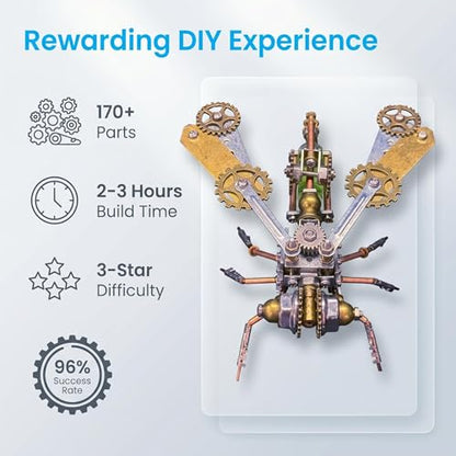3D Metal Puzzles for Adults Teens-160+Pcs-Mechanical Bee Insect Models-3 Hours to Build-Ideal for Birthday Gifts and Decorations(Mechanical Bee B) - style: Mechanical Bee B